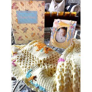 Curated Vintage Beatrix Potter Yellow Quilted Baby Book Crib Blanket Photo Frame